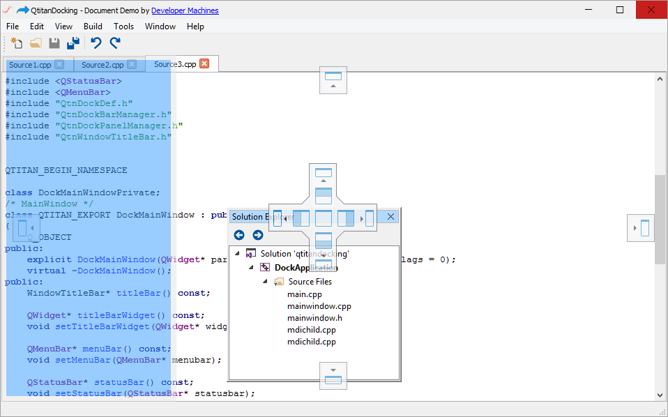 MS Visual Studio like docking system for Qt app